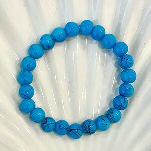 Glass Beaded Bracelets Turquoise Tone NWOT